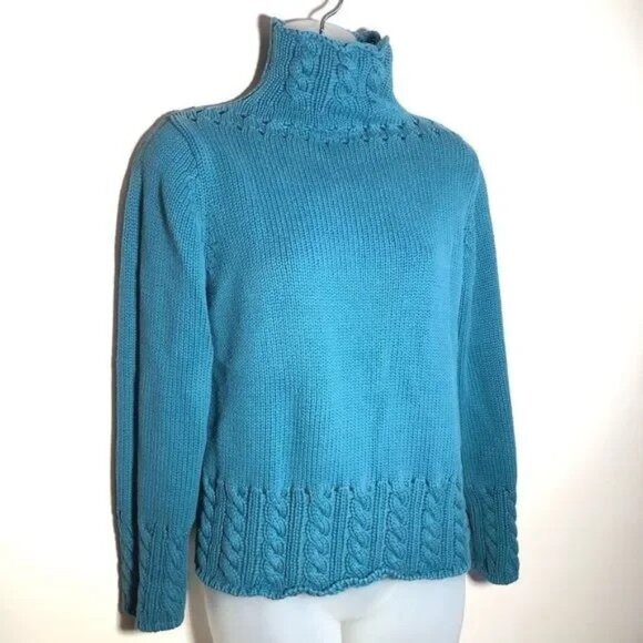 Susan Bristol Vintage Teal Turtleneck Sweater MEDIUM - Picture 1 of 3